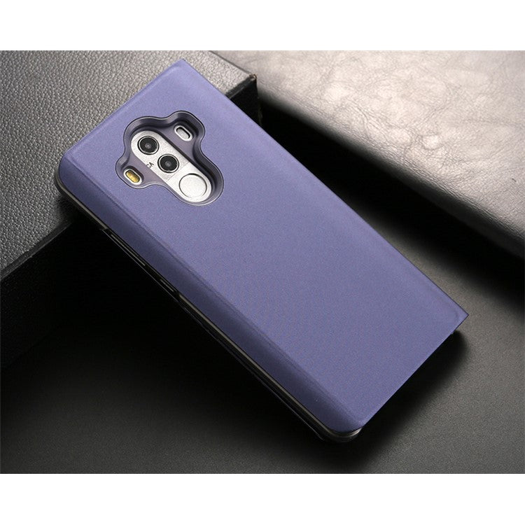 Plated Mirror Surface Leather Stand Mobile Phone Cover for Huawei Mate 10 Pro - Purple