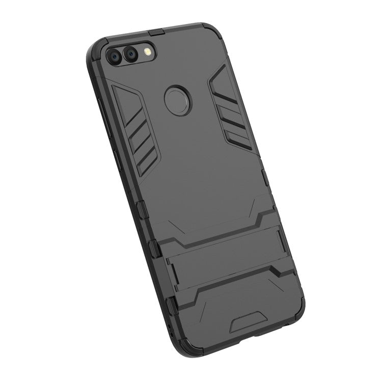 Cool Guard Plastic TPU Hybrid Case with Kickstand for Huawei P Smart / Enjoy 7S - Black