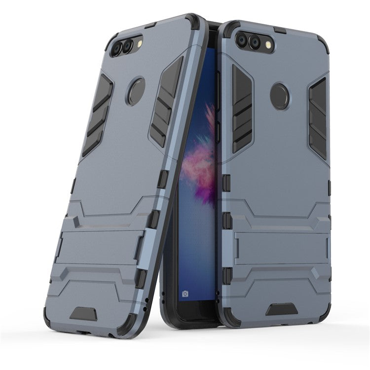 Cool Guard PC + TPU Hybrid Mobile Phone Cover Shell with Kickstand for Huawei P Smart / Enjoy 7S - Dark Blue