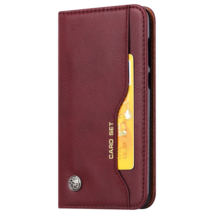 PU Leather Wallet Stand Case for Huawei P Smart / Enjoy 7S - Wine Red