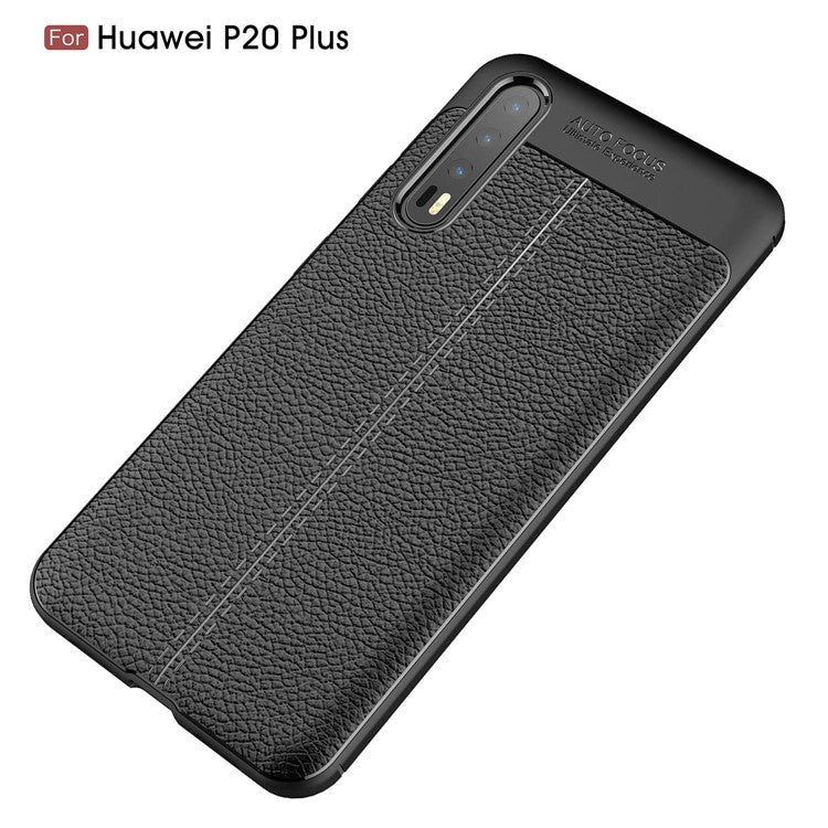 Litchi Grain Soft TPU Back Cover for Huawei P20 Pro - Black