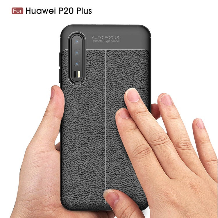 Litchi Grain Soft TPU Back Cover for Huawei P20 Pro - Black