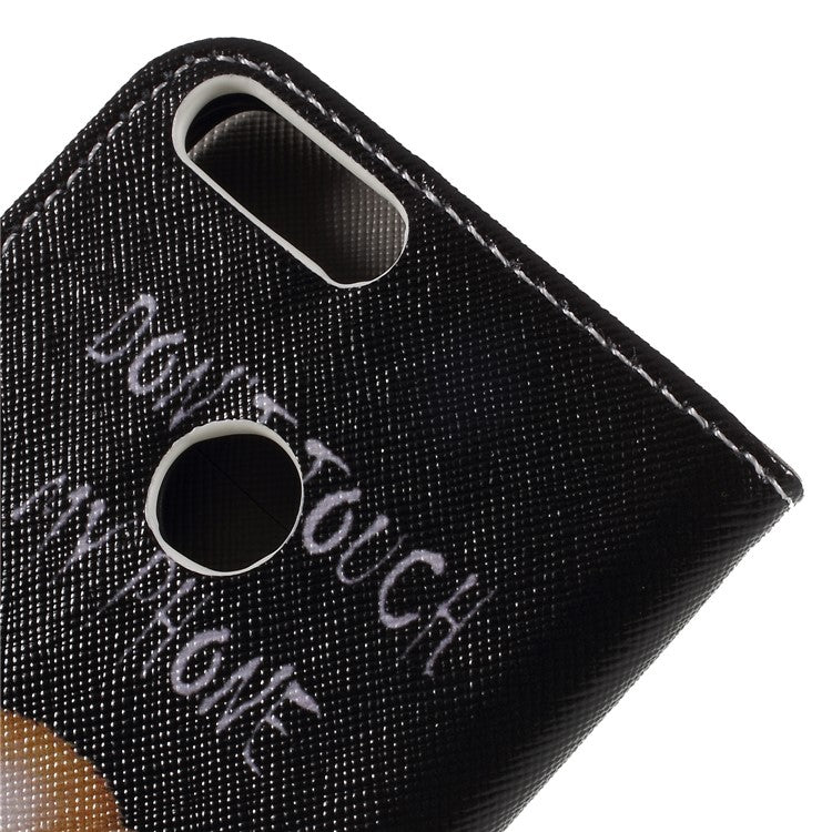Pattern Printing Cross Texture Stand Wallet Leather Cell Phone Cover for Huawei P Smart / Enjoy 7S - Bear with Saw