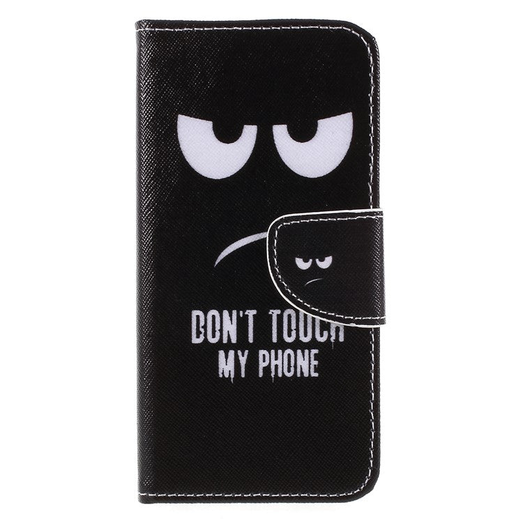 Pattern Printing Cross Texture Stand Wallet Leather Flip Cover for Huawei P Smart / Enjoy 7S - Angry Face