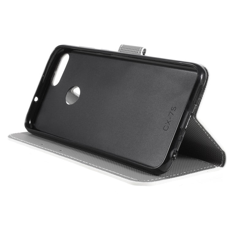 For Huawei P Smart / Enjoy 7S Wallet PU Leather Stand Phone Accessory Cover - Pink Flower