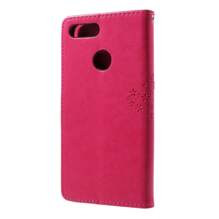 Imprint Tree Owl Pattern Wallet Leather Shell for Huawei Honor 9 Lite / Honor 9 Youth Edition - Rose