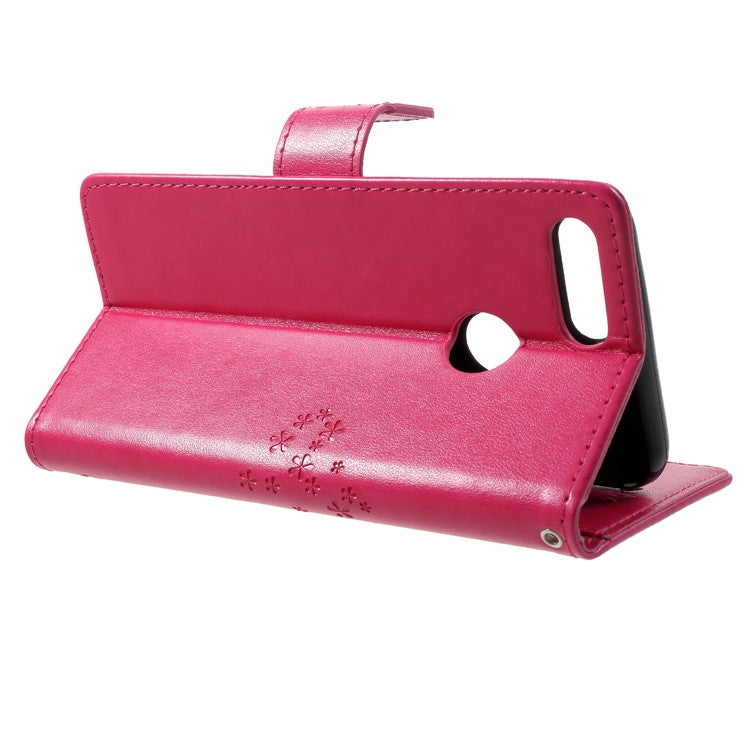 Imprint Tree Owl Pattern Wallet Leather Shell for Huawei Honor 9 Lite / Honor 9 Youth Edition - Rose