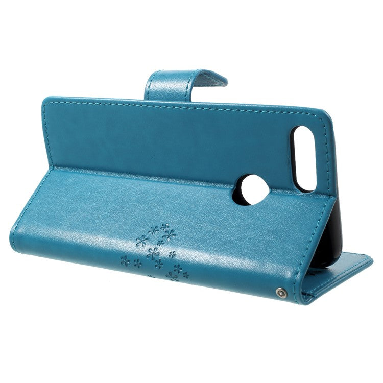 Imprint Tree Owl Pattern Wallet Leather Phone Shell for Huawei Honor 9 Lite / Honor 9 Youth Edition - Blue