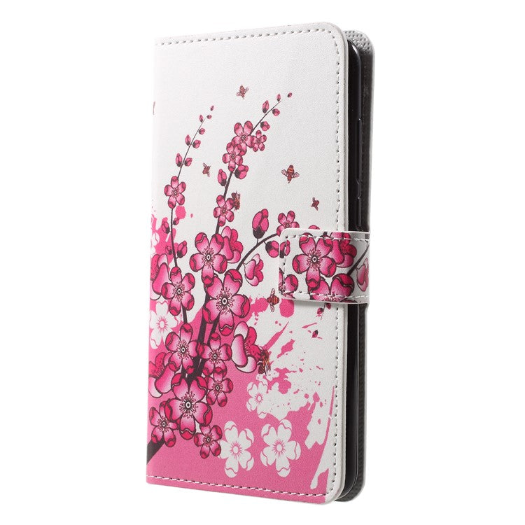 Pattern Printing Wallet Stand Leather Phone Cover for Huawei P20 Pro - Plum Blossom