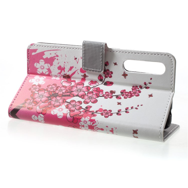 Pattern Printing Wallet Stand Leather Phone Cover for Huawei P20 Pro - Plum Blossom