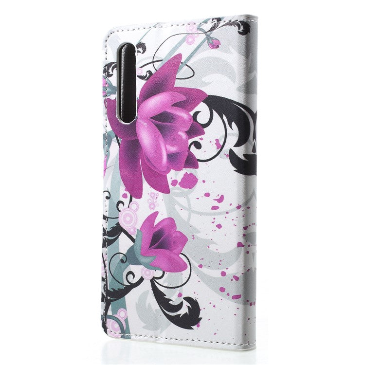 Pattern Printing Wallet Stand Leather Mobile Cover for Huawei P20 Pro - Kapok Flower