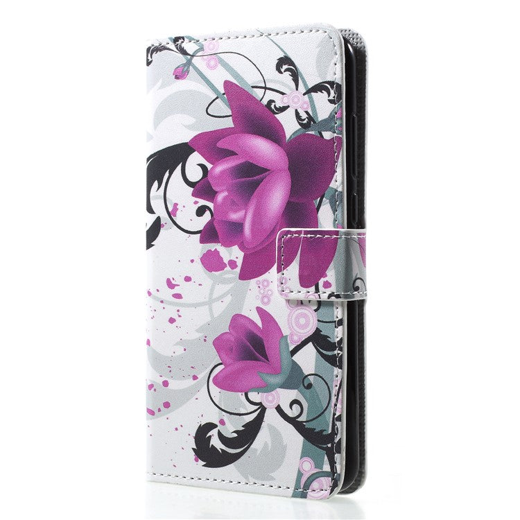 Pattern Printing Wallet Stand Leather Mobile Cover for Huawei P20 Pro - Kapok Flower