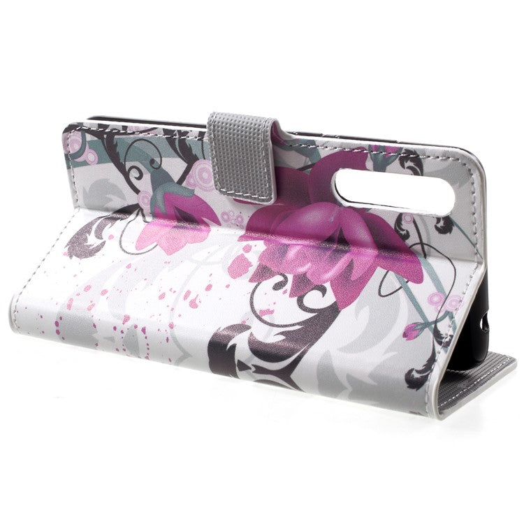 Pattern Printing Wallet Stand Leather Mobile Cover for Huawei P20 Pro - Kapok Flower