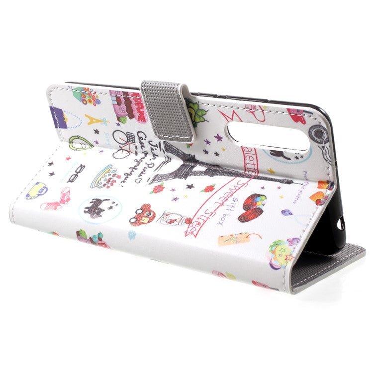 Pattern Printing Wallet Stand PU Leather Case Accessory for Huawei P20 Pro - Palettes Sweet Street