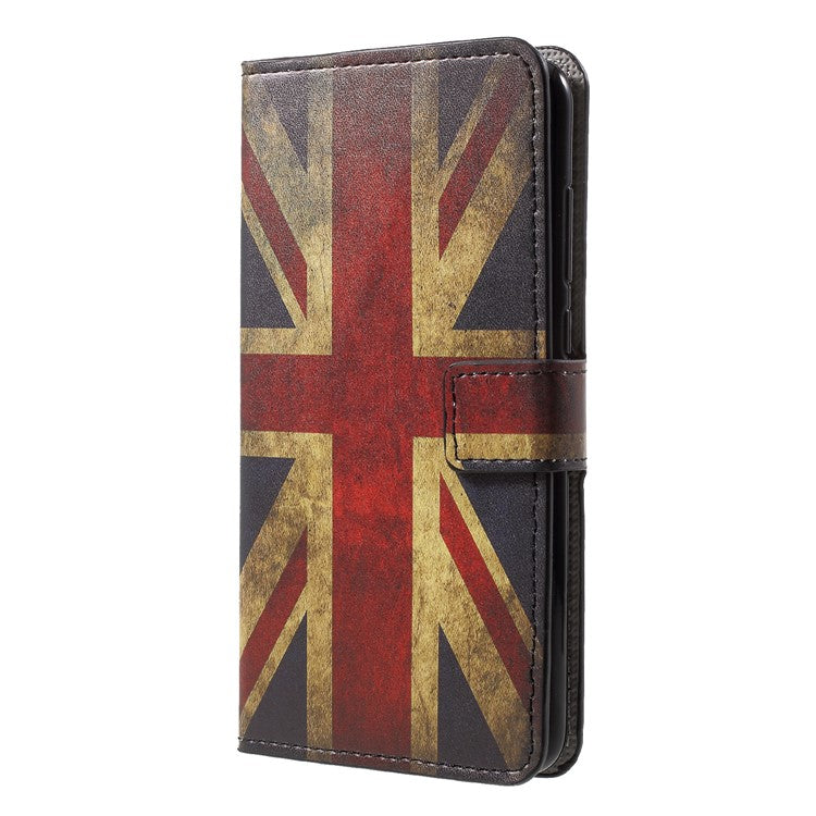 Patterned Card Holder Stand Leather Mobile Casing for Huawei P20 Pro - Vintage UK Flag