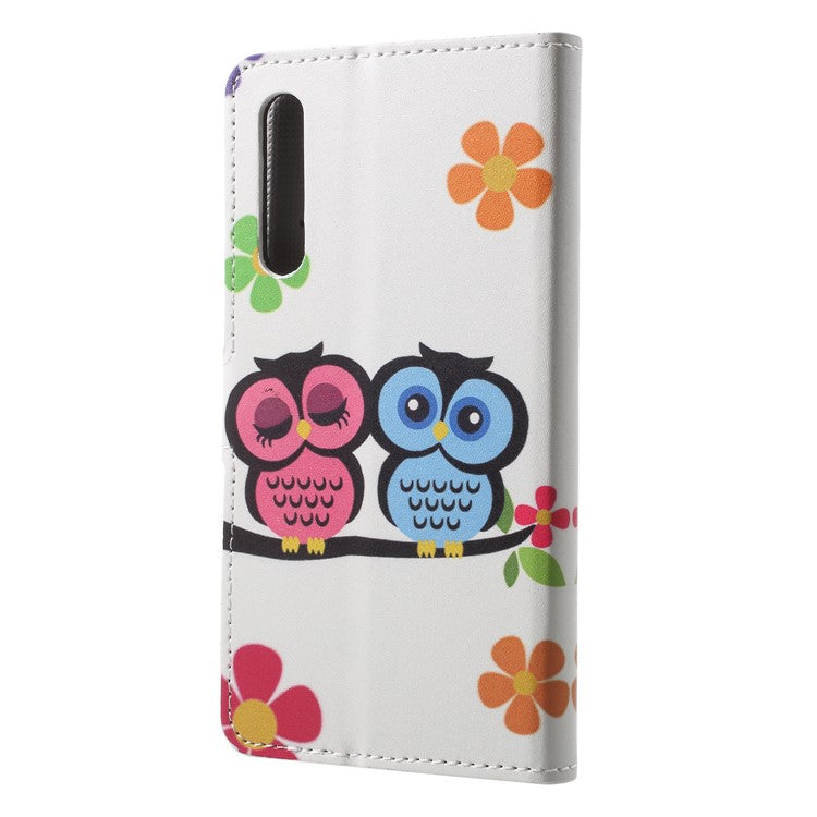Pattern Printing Wallet Stand Leather Phone Case for Huawei P20 - Owl Lover
