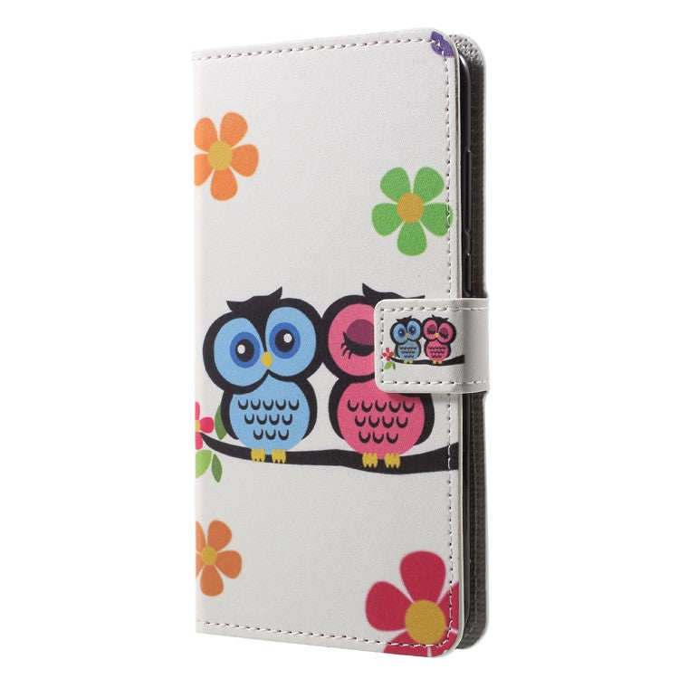Pattern Printing Wallet Stand Leather Phone Case for Huawei P20 - Owl Lover