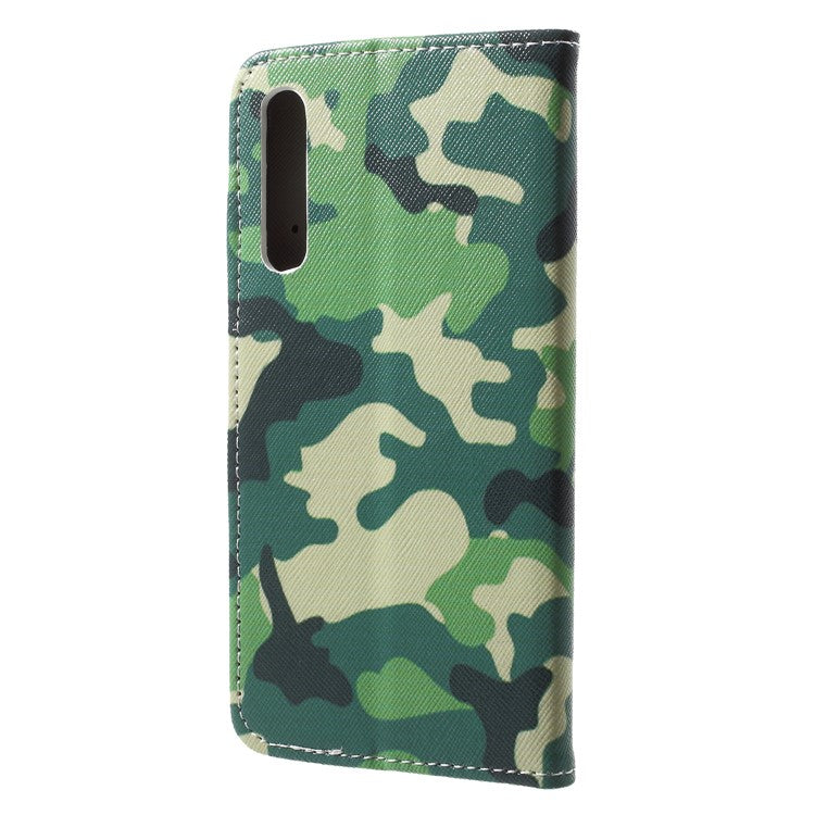 Pattern Printing Wallet Leather Protection Case for Huawei P20 - Camouflage Pattern