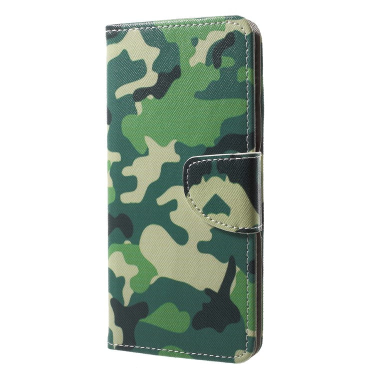Pattern Printing Wallet Leather Protection Case for Huawei P20 - Camouflage Pattern