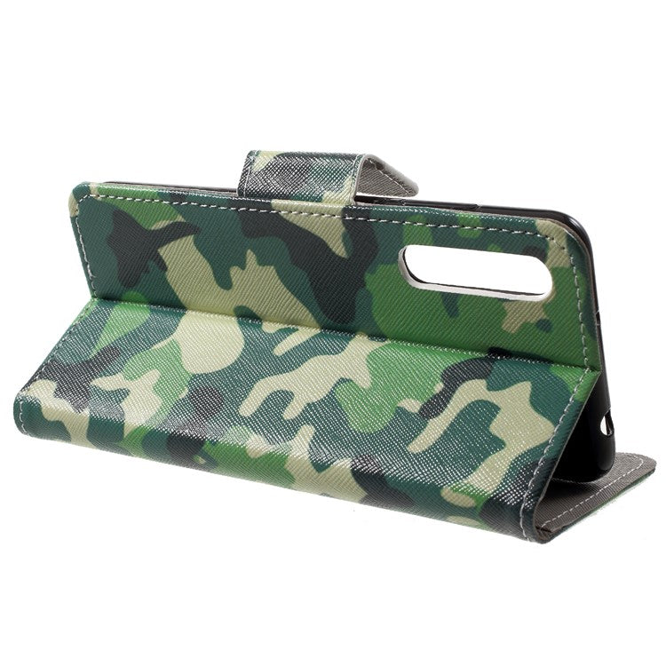 Pattern Printing Wallet Leather Protection Case for Huawei P20 - Camouflage Pattern