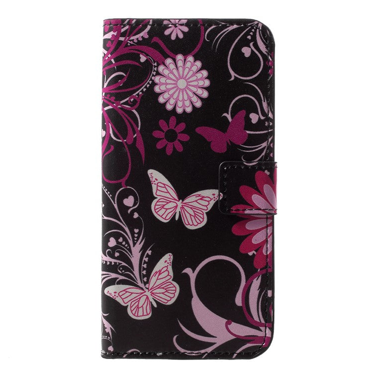 Pattern Printing Wallet Stand Leather Cover for Huawei P20 Lite / Nova 3e - Butterfly and Flower
