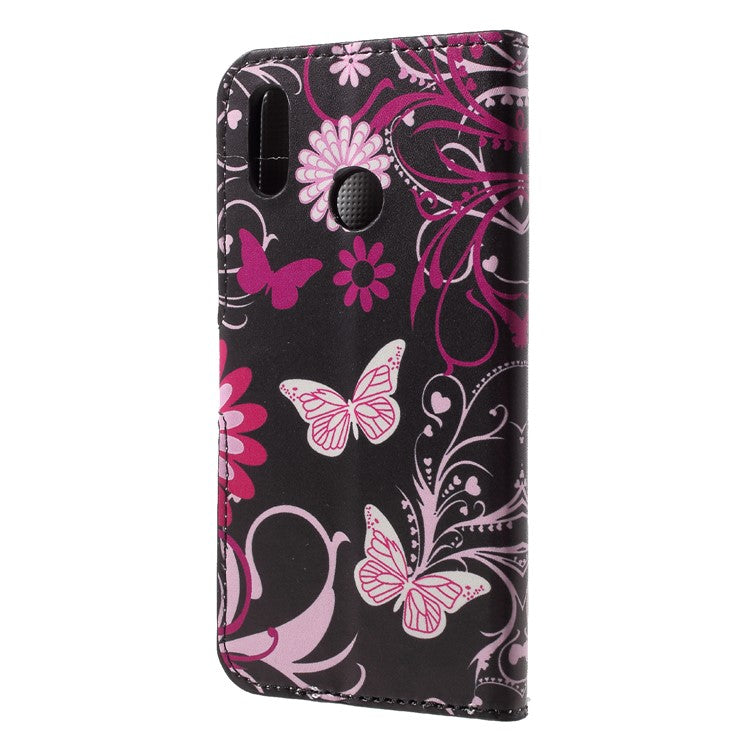 Pattern Printing Wallet Stand Leather Cover for Huawei P20 Lite / Nova 3e - Butterfly and Flower