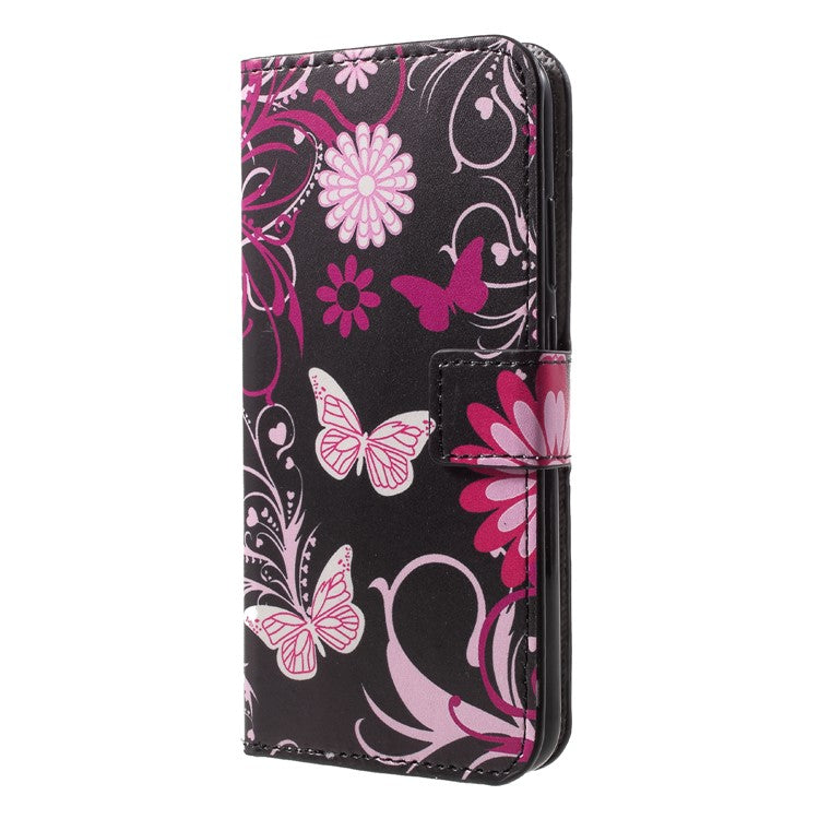 Pattern Printing Wallet Stand Leather Cover for Huawei P20 Lite / Nova 3e - Butterfly and Flower