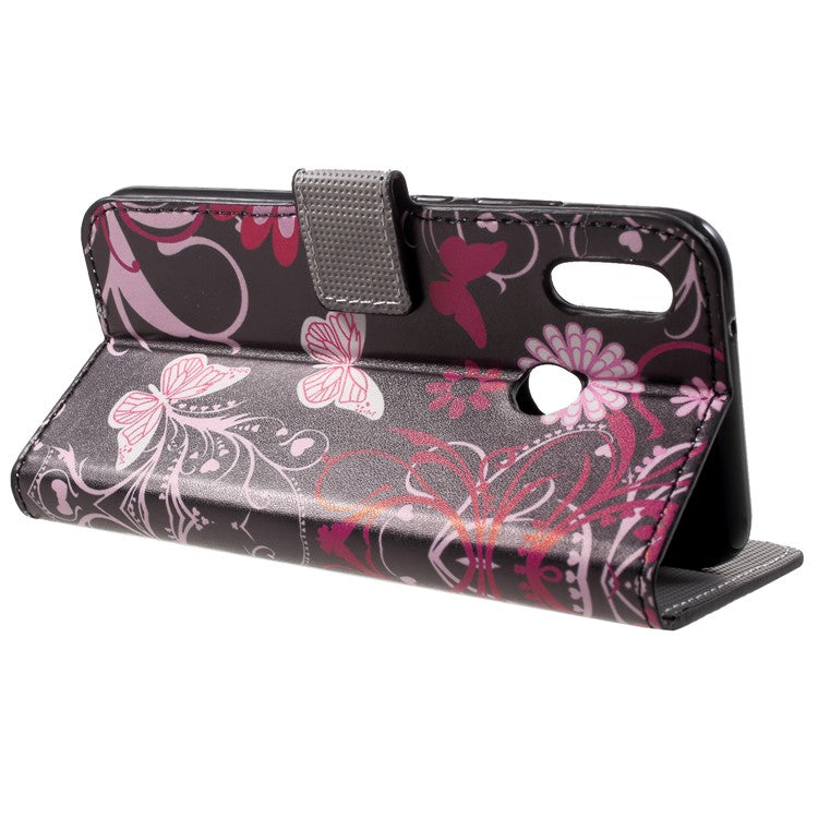 Pattern Printing Wallet Stand Leather Cover for Huawei P20 Lite / Nova 3e - Butterfly and Flower