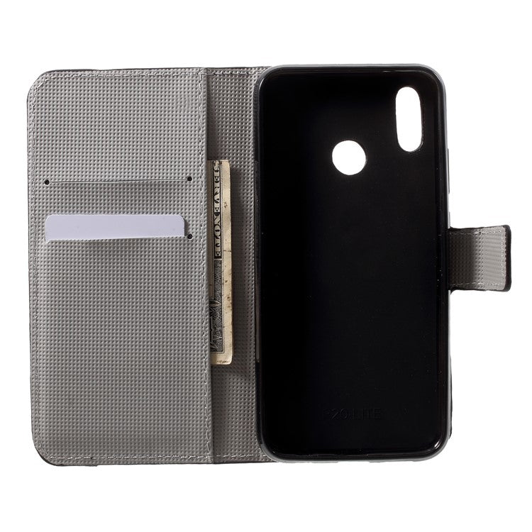 Pattern Printing Wallet Stand Leather Cover Case for Huawei P20 Lite / Nova 3e - Green Napping Owl