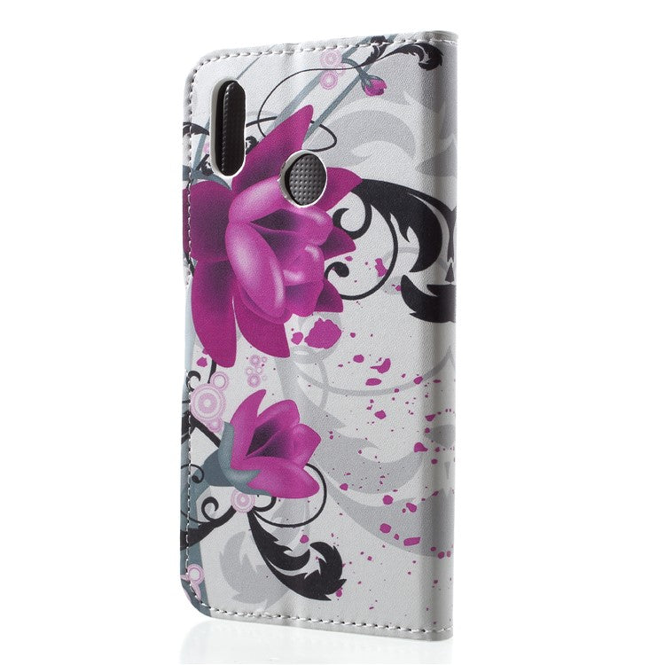 Pattern Printing Wallet Stand Leather Shell Case for Huawei P20 Lite / Nova 3e - Kapok Flower