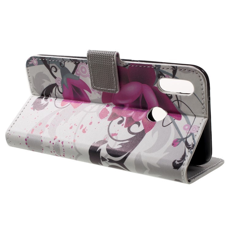 Pattern Printing Wallet Stand Leather Shell Case for Huawei P20 Lite / Nova 3e - Kapok Flower