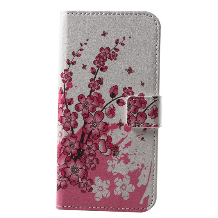Patterned Wallet Stand Leather Mobile Case for Huawei P20 Lite / Nova 3e - Plum Blossom