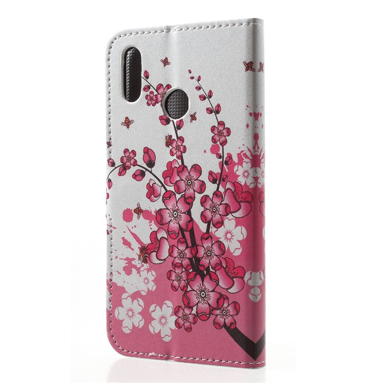 Patterned Wallet Stand Leather Mobile Case for Huawei P20 Lite / Nova 3e - Plum Blossom