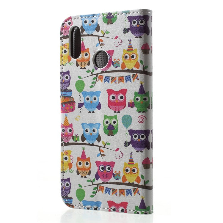 Pattern Printing Wallet Stand Leather Protector Case for Huawei P20 Lite / Nova 3e - Multiple Cute Owls