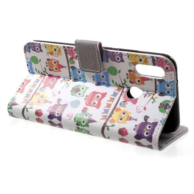 Pattern Printing Wallet Stand Leather Protector Case for Huawei P20 Lite / Nova 3e - Multiple Cute Owls
