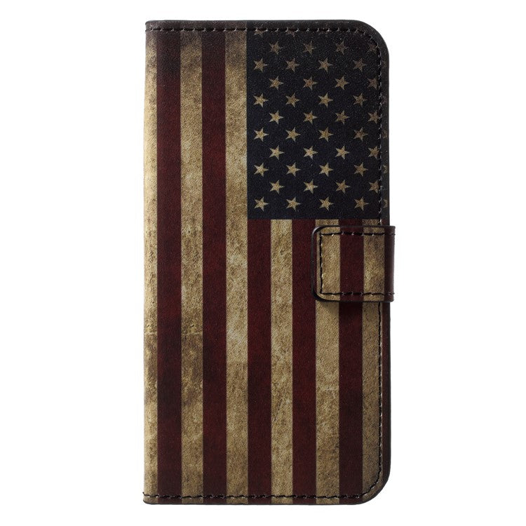 Pattern Printing Wallet Stand Leather Cellphone Cover for Huawei P20 Lite / Nova 3e - Retro US Flag