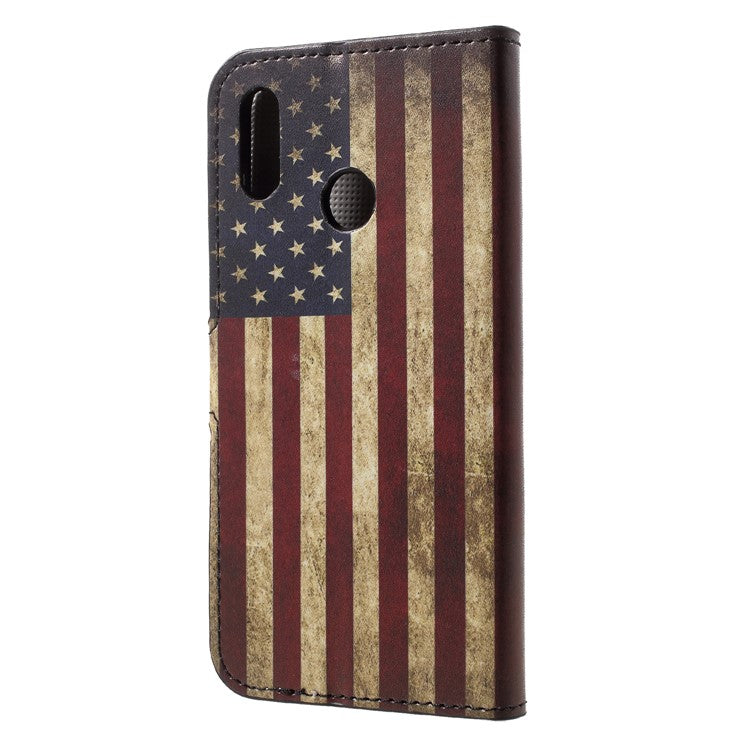 Pattern Printing Wallet Stand Leather Cellphone Cover for Huawei P20 Lite / Nova 3e - Retro US Flag