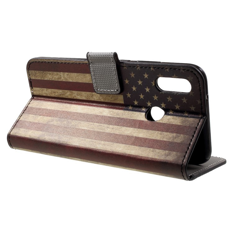 Pattern Printing Wallet Stand Leather Cellphone Cover for Huawei P20 Lite / Nova 3e - Retro US Flag