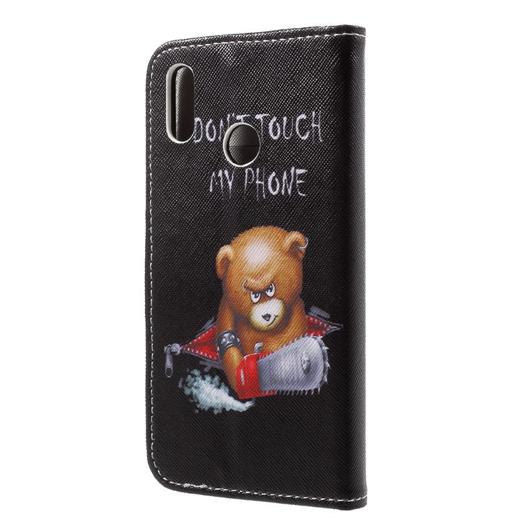 Pattern Printing Leather Wallet Case for Huawei P20 Lite / Nova 3e - Brown Bear and Warning Words