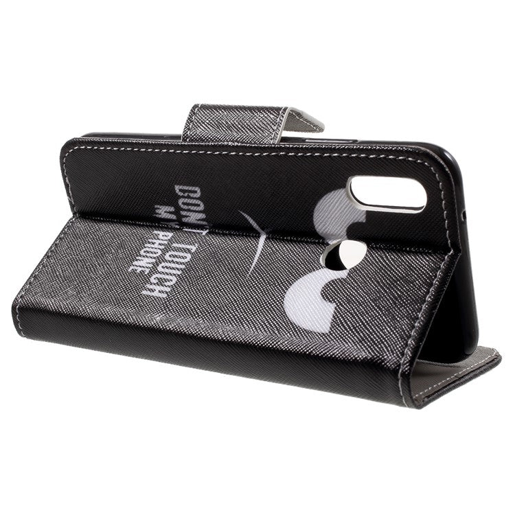For Huawei P20 Lite / Nova 3e Pattern Printing Leather Wallet Casing - Do not Touch My Phone