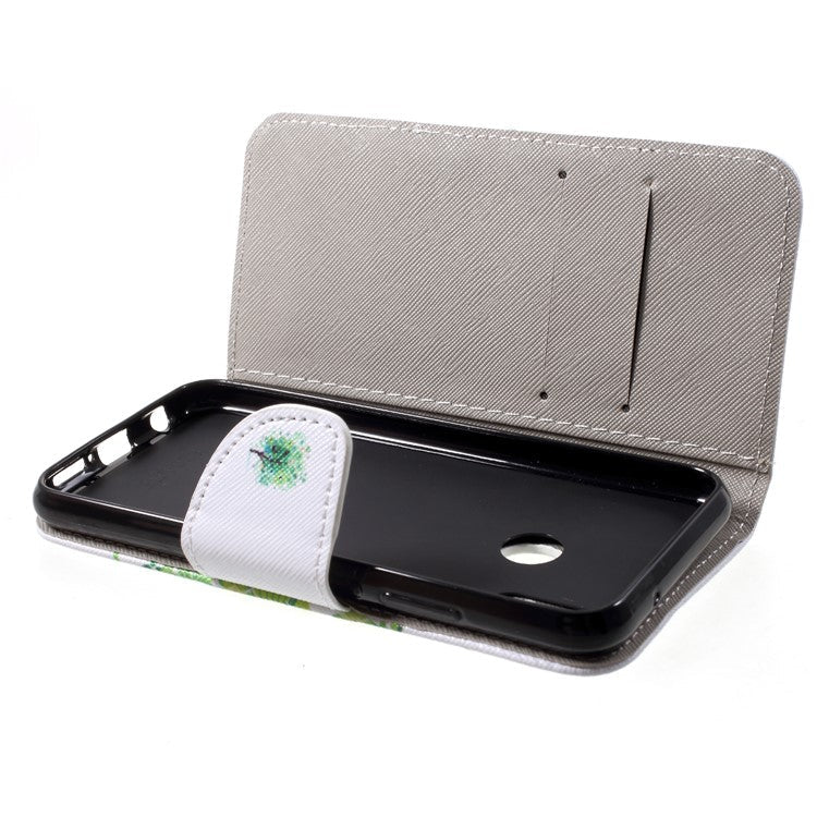 Pattern Printing Leather Wallet Phone Case for Huawei P20 Lite / Nova 3e - Green Tree