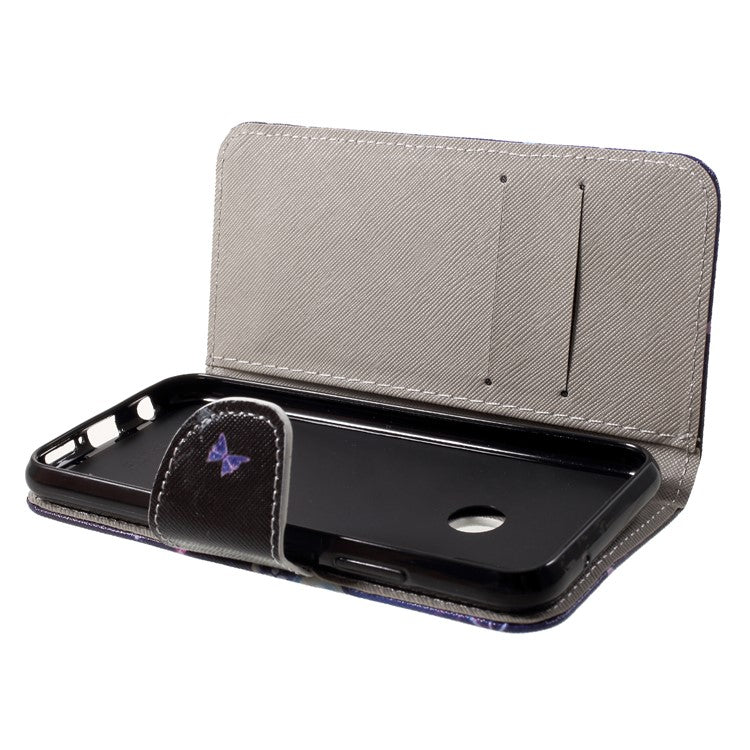 Pattern Printing Leather Wallet Phone Case with Card Holders for Huawei P20 Lite / Nova 3e - Vivid Butterflies