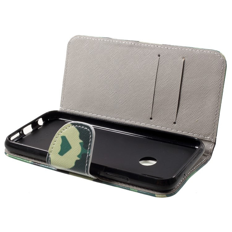 For Huawei P20 Lite / Nova 3e Pattern Printing Leather Wallet Stand Cover with Card Slots - Camouflage Pattern