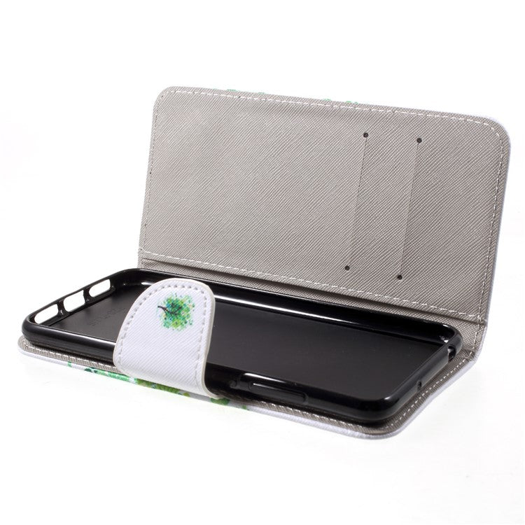 Pattern Printing Leather Wallet Shell Case for Huawei P20 Pro - Green Tree