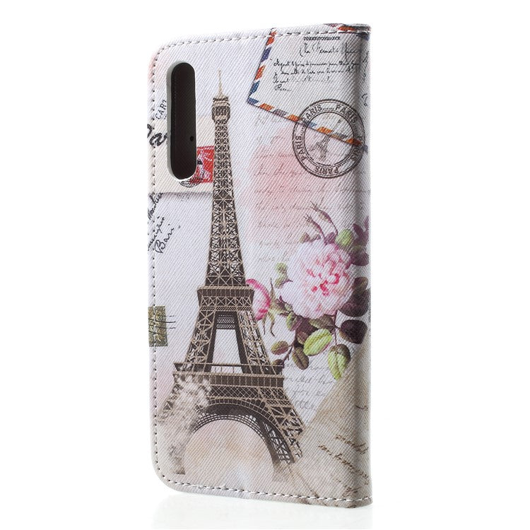 Pattern Printing Magnetic Leather Wallet Case for Huawei P20 Pro - Eiffel Tower