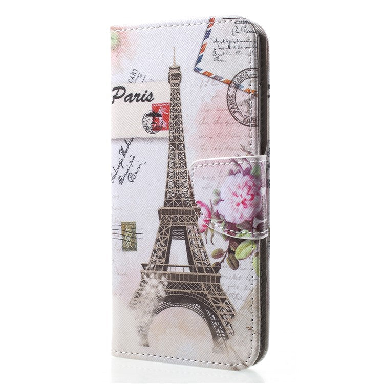 Pattern Printing Magnetic Leather Wallet Case for Huawei P20 Pro - Eiffel Tower