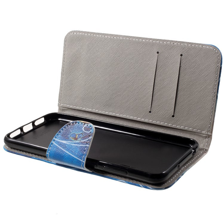 Pattern Printing Magnetic Leather Stand Cover for Huawei P20 Pro - Blue Butterfly