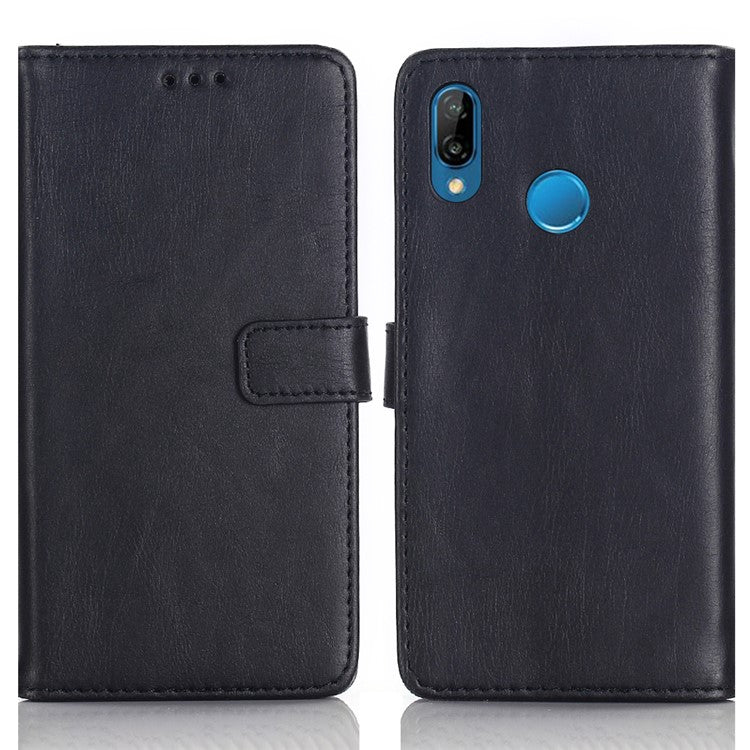 For Huawei P20 Lite / Nova 3e (China) Crazy Horse Texture Retro Leather Case Wallet Stand Feature Magnetic Closure Flip Case - Black