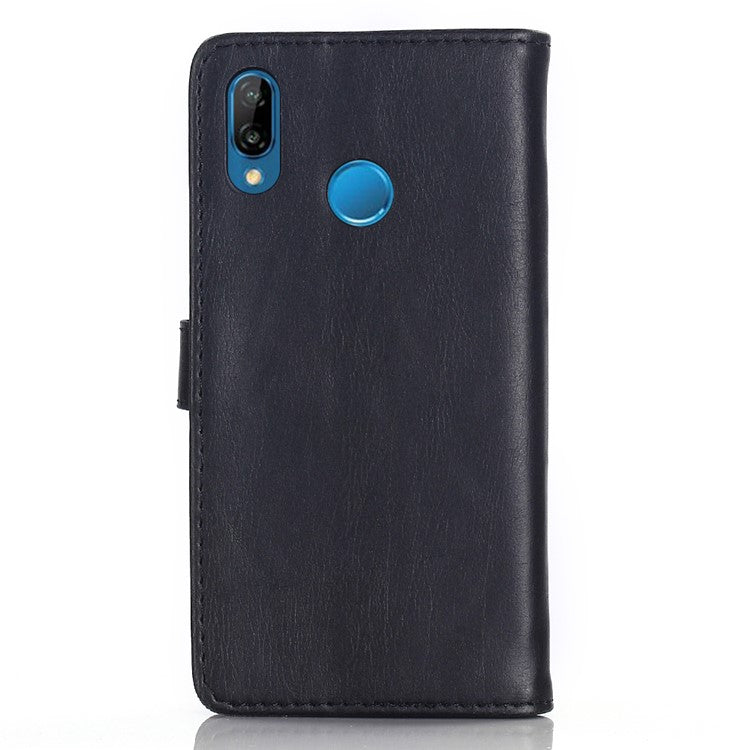For Huawei P20 Lite / Nova 3e (China) Crazy Horse Texture Retro Leather Case Wallet Stand Feature Magnetic Closure Flip Case - Black