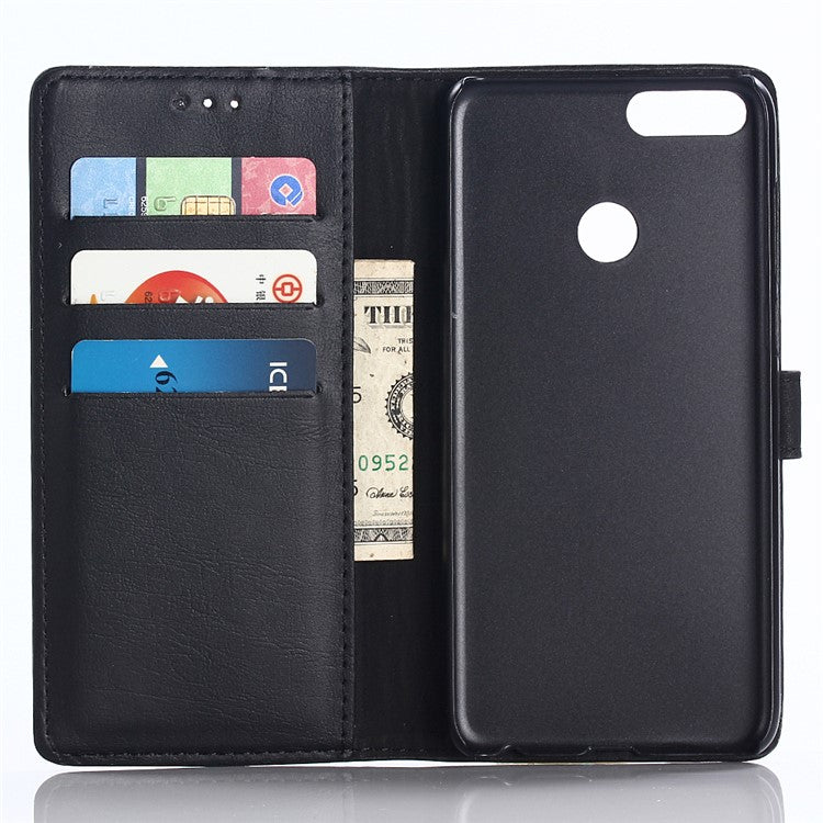 Crazy Horse Texture Retro Style Leather Wallet Stand Case for Huawei P Smart/Enjoy 7S/ nova lite 2 - Black